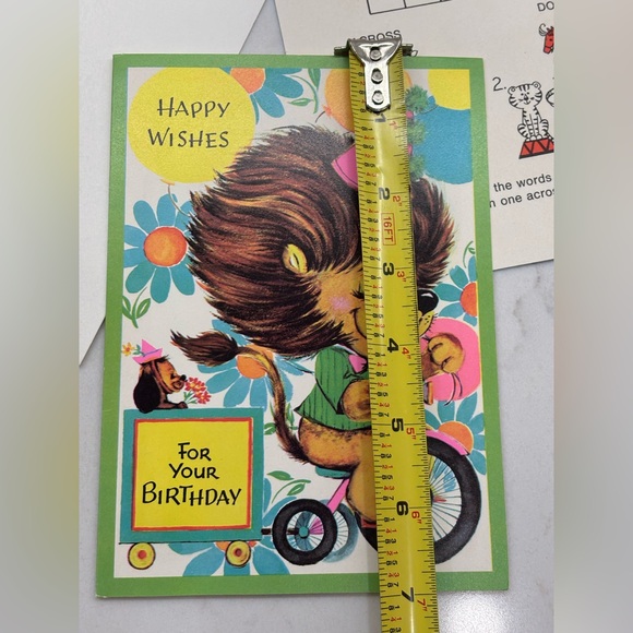 Lot of 8 Vintage Fluorescent Circus Birthday Cards with Games Inside Envelopes - Picture 5 of 6